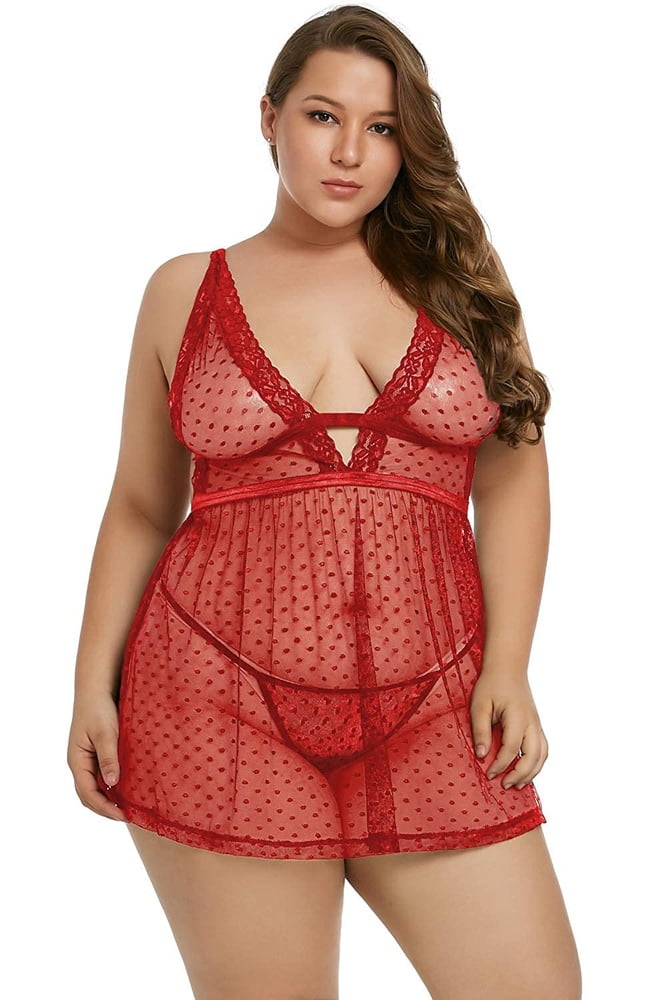 Plus Size Red Lingerie #87649552