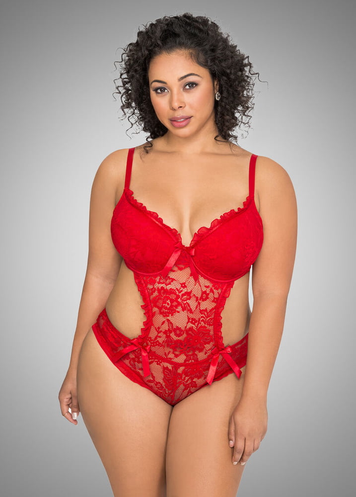 Plus Size Red Lingerie #87649564