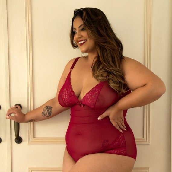Plus Size Red Lingerie #87649567