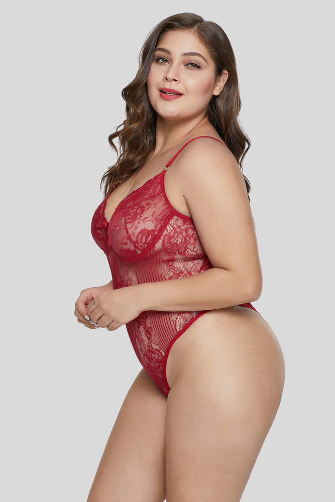 Plus Size Red Lingerie #87649582