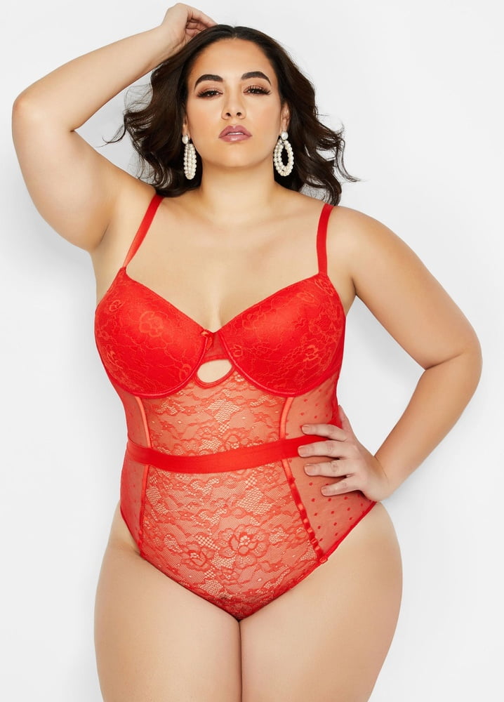 Plus Size Red Lingerie #87649588