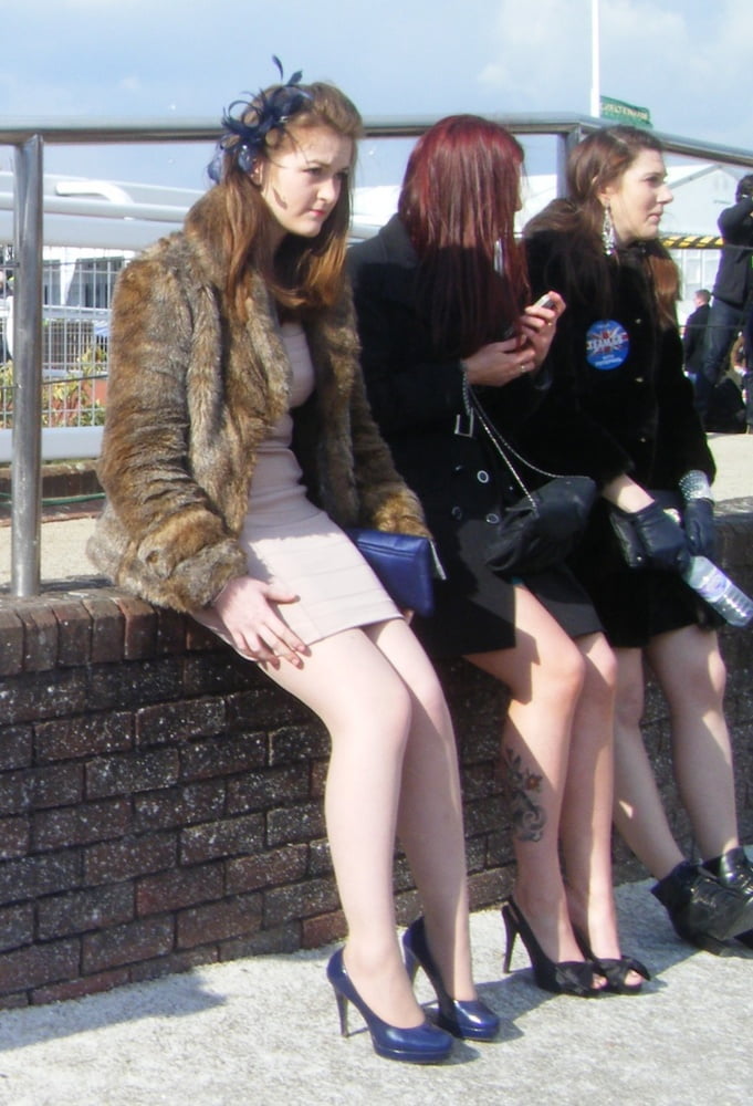 Street Pantyhose - uk trash at the race
 #96140749