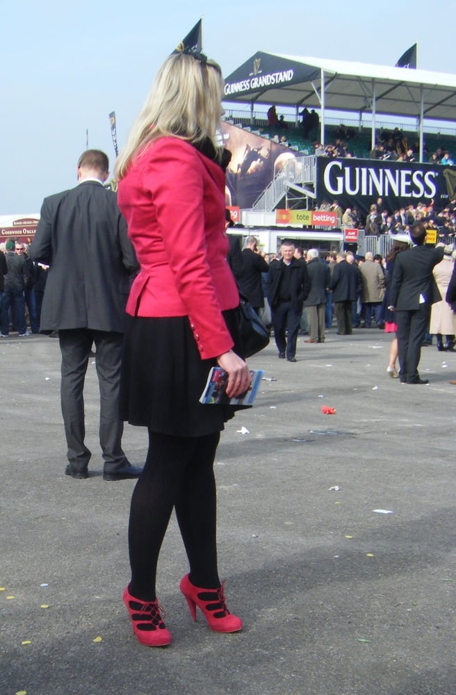 Street Pantyhose - uk trash at the race
 #96140823