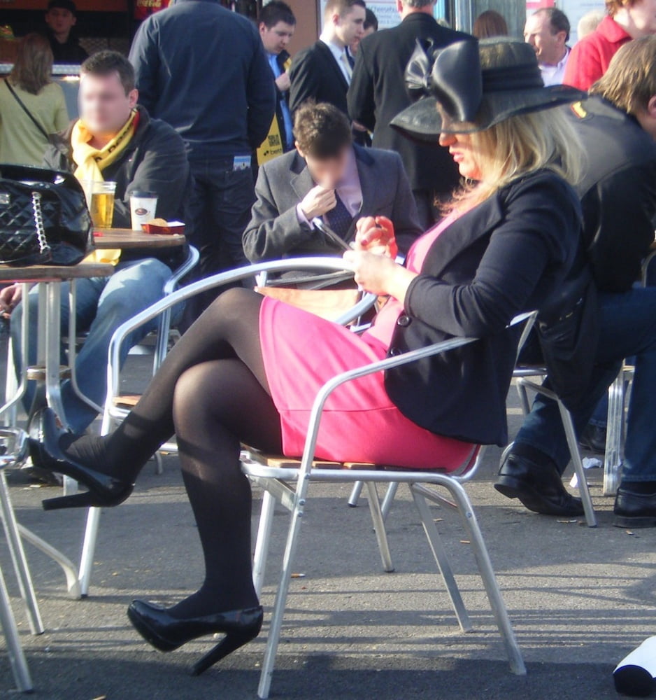 Street Pantyhose - uk trash at the race
 #96140845