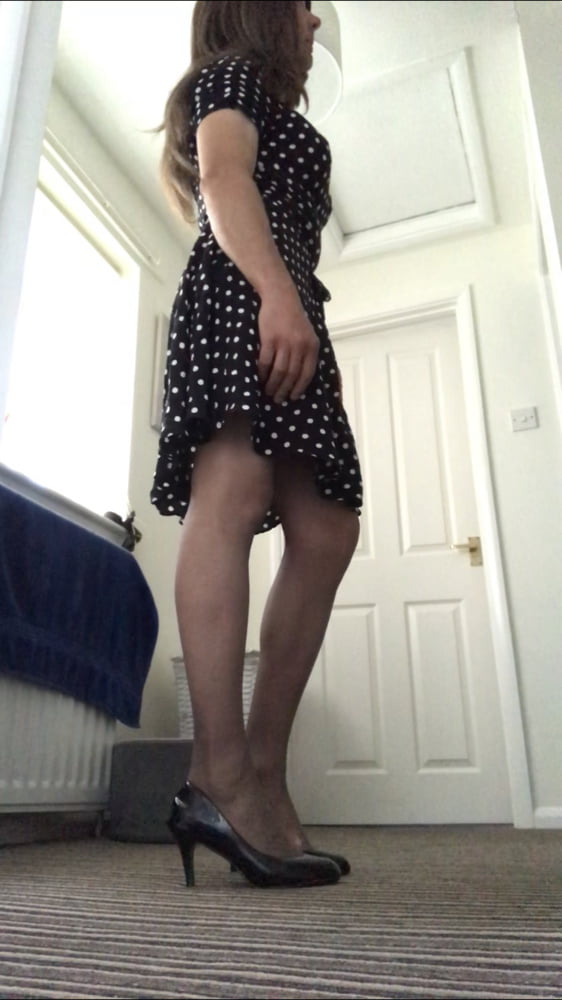 Barely black tights with my summer dress #81909543