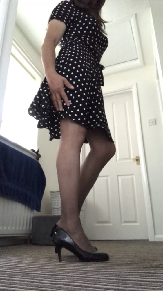 Barely black tights with my summer dress #81909545