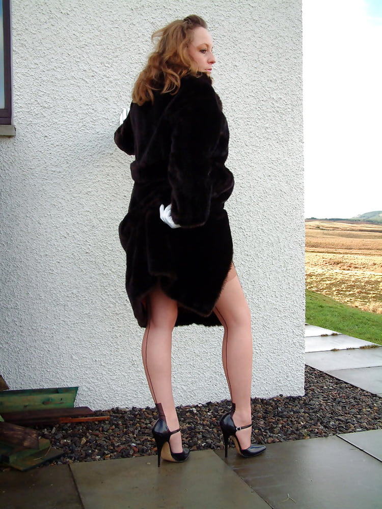 Lady Stephanie In Black Wearing Tan FF Stockings #96936360