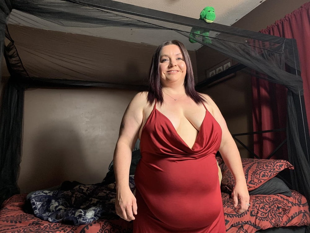 Sexy BBW Red Dress Green Eyes and Pussy #90652877