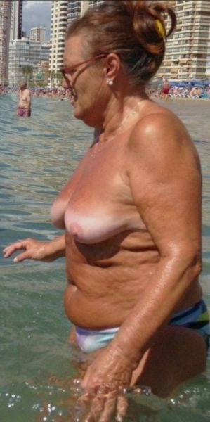 Grosses truies sur la plage -granny on the beach #89873236