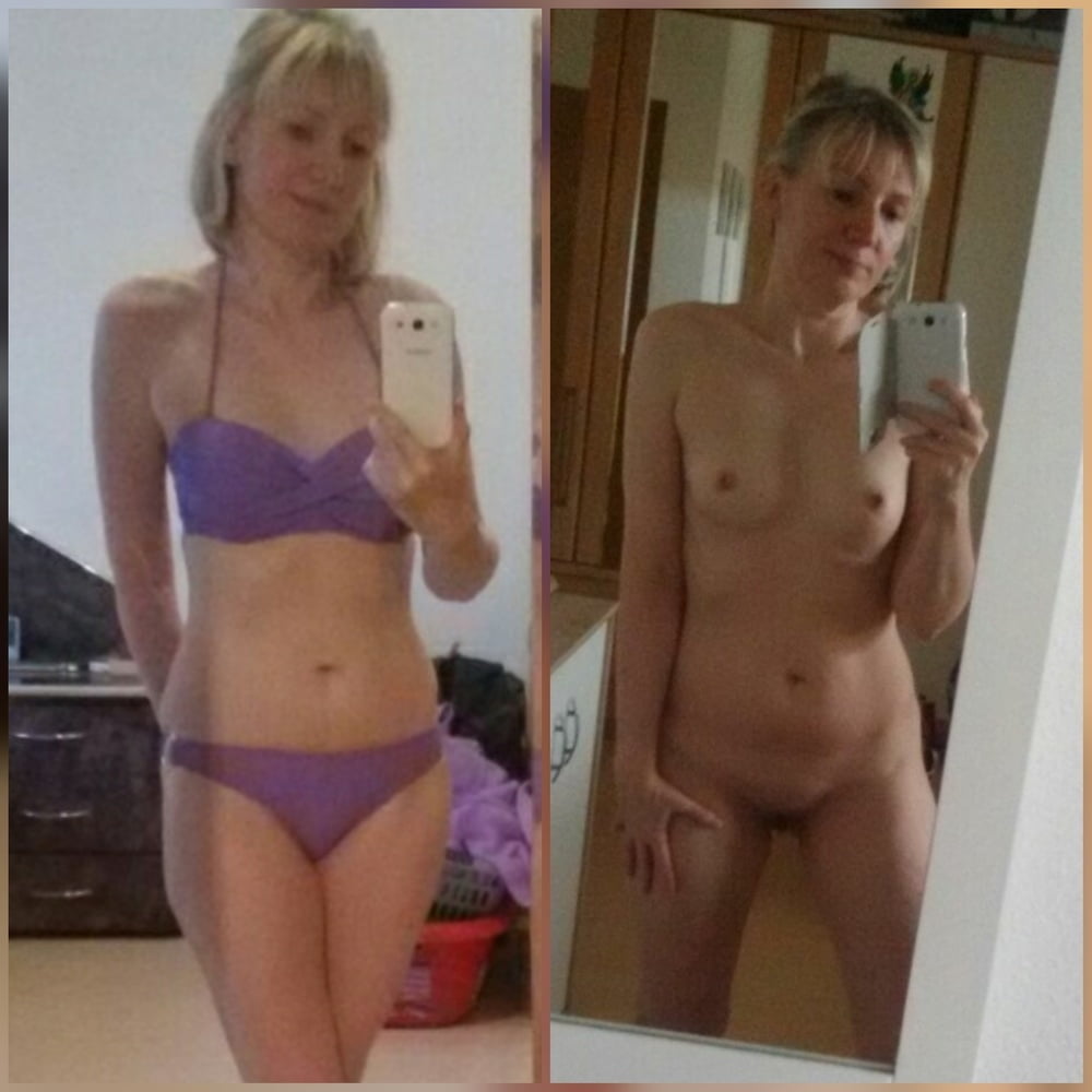 Blonde babes displayed on off dressed undressed before after #79804816