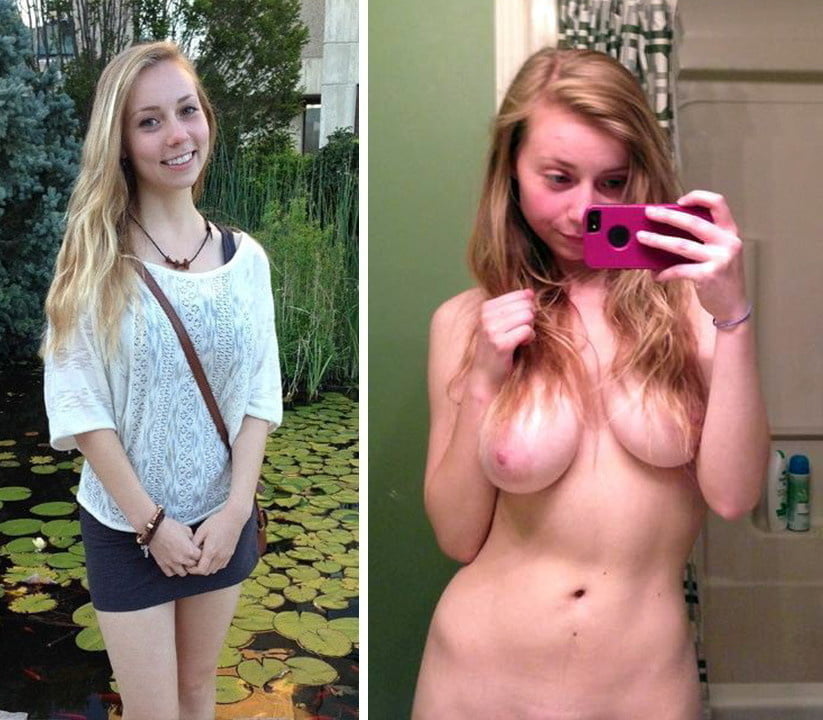 Blonde babes displayed on off dressed undressed before after #79804901