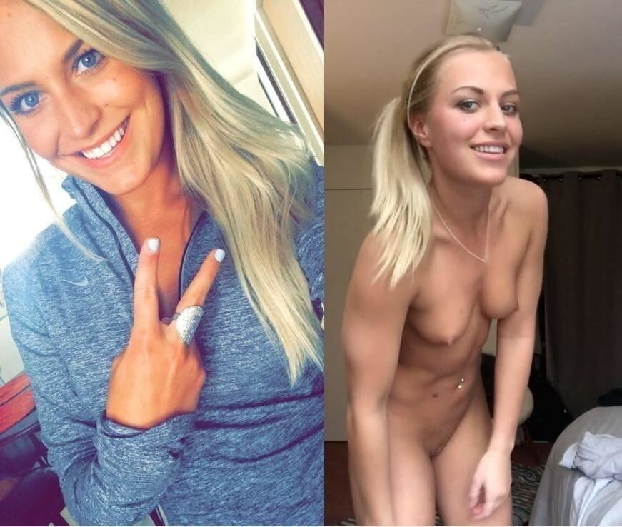 Blonde babes displayed on off dressed undressed before after #79804955