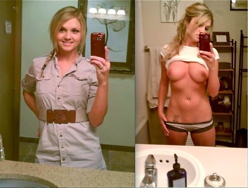 Blonde babes displayed on off dressed undressed before after #79804968