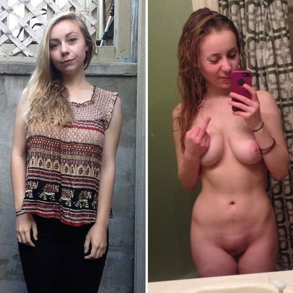 Blonde babes displayed on off dressed undressed before after #79804990