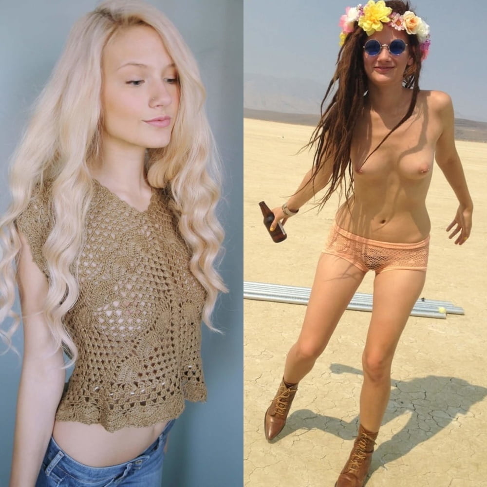 Blonde babes displayed on off dressed undressed before after #79805002