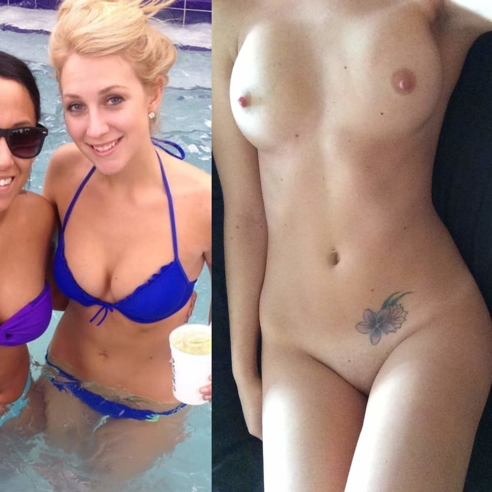 Blonde babes displayed on off dressed undressed before after #79805008