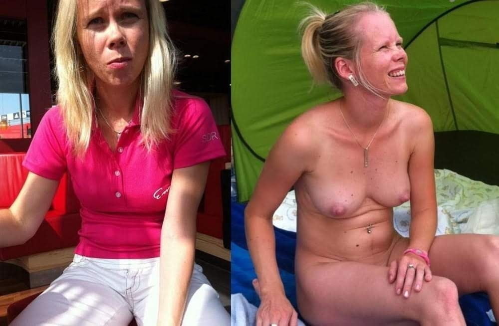Blonde babes displayed on off dressed undressed before after #79805022