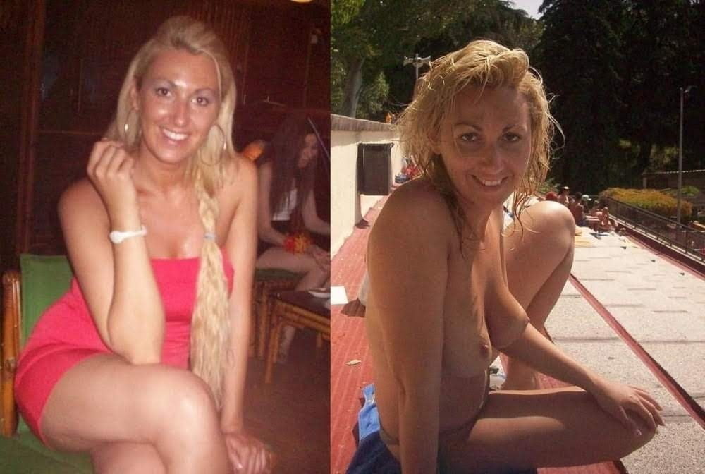 Blonde babes displayed on off dressed undressed before after #79805024