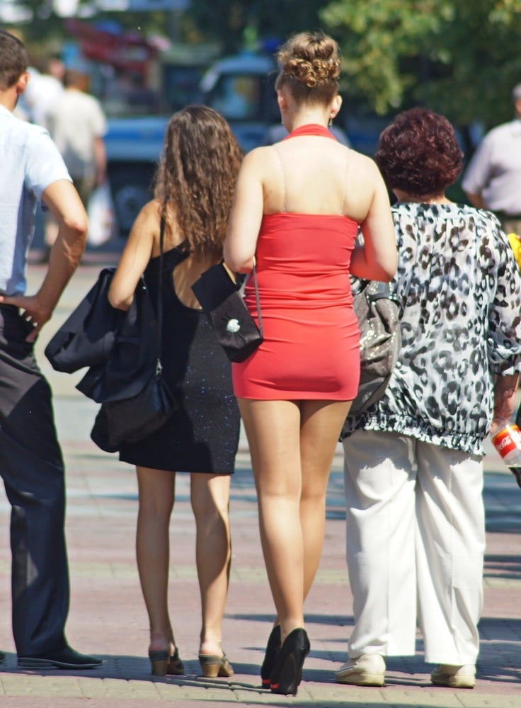 Street Pantyhose - Red Mini Dress Russian Slag #91689754