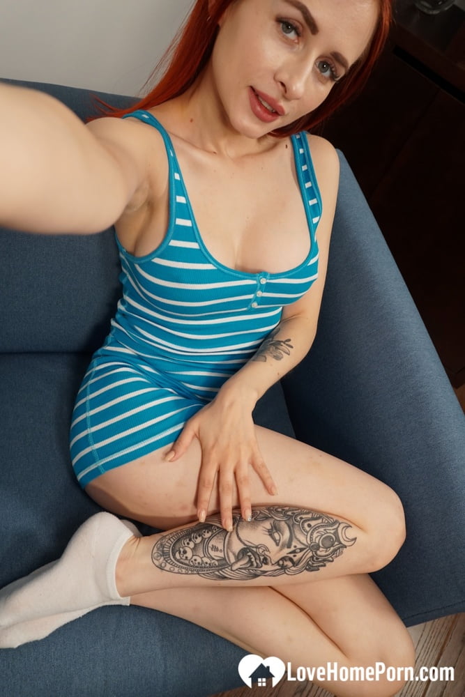 Fuckable redhead shows off different lingerie sets #107258319