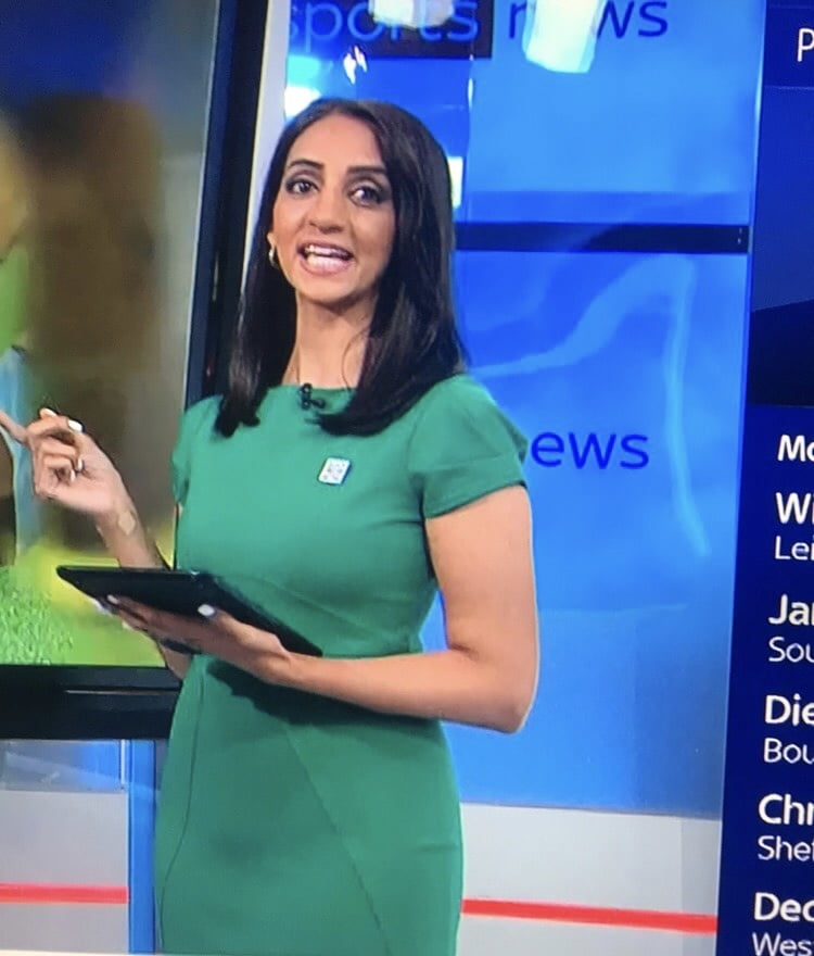 Wanking Hard For Bela Shah In Green Tight Dress (Sky Sports) #89316679