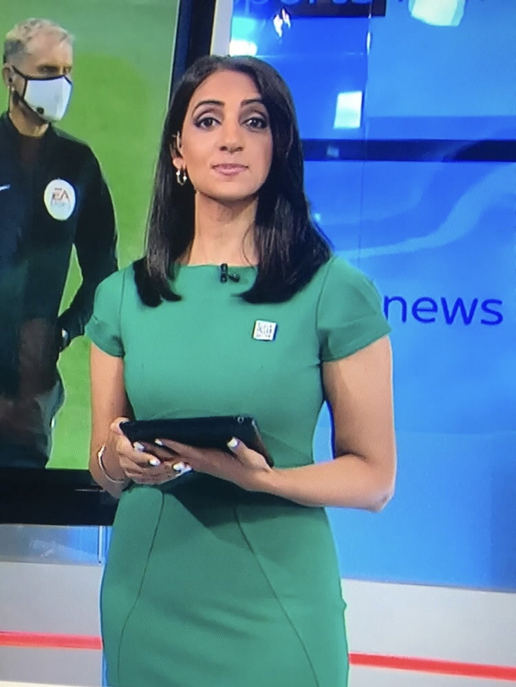 Wanking Hard For Bela Shah In Green Tight Dress (Sky Sports) #89316691
