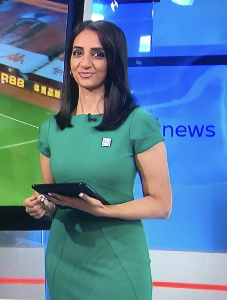 Wanking Hard For Bela Shah In Green Tight Dress (Sky Sports) #89316697