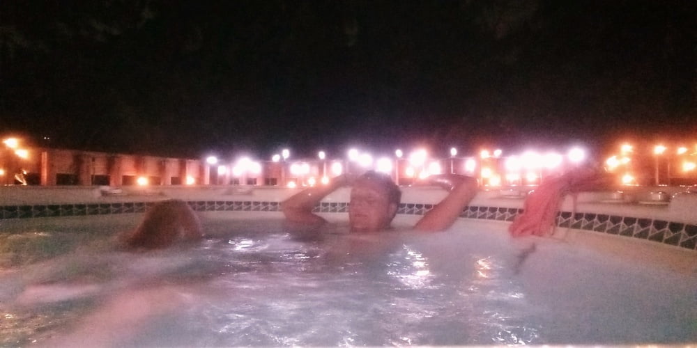 Nighttime hot tub fun #106796770