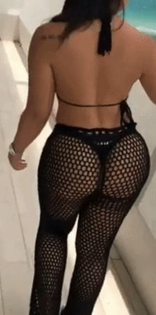 Sexy woman in black thong and mesh pants #93079890