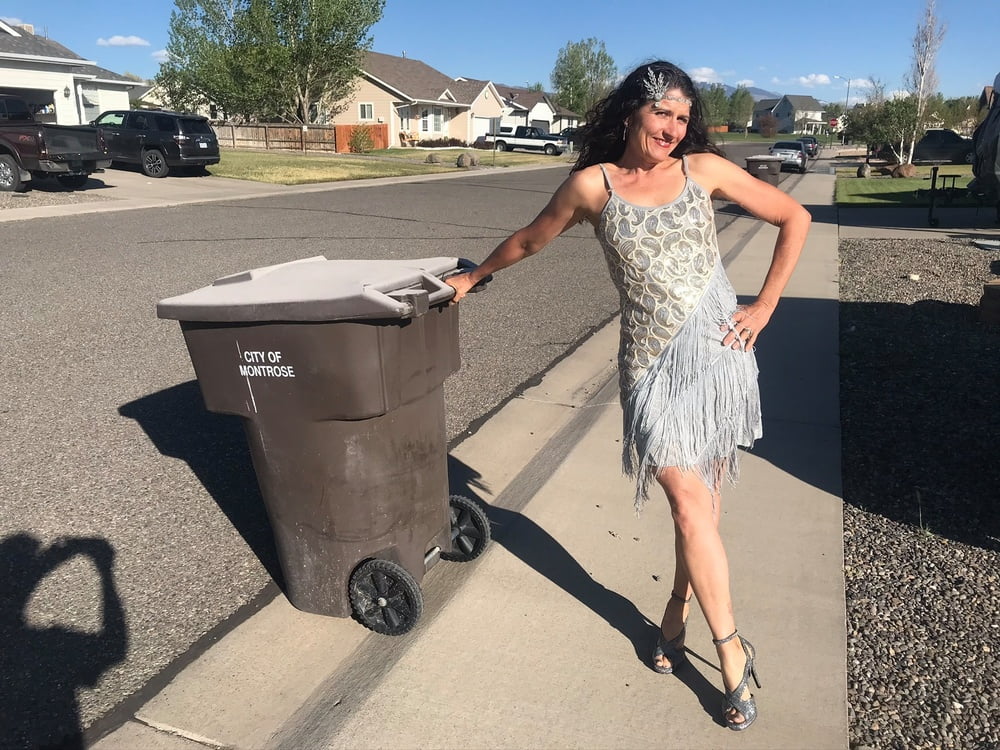 DRESSED UP TAKING TRASH OUT #95488436