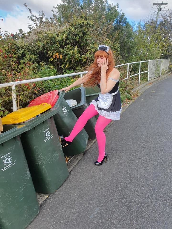 DRESSED UP TAKING TRASH OUT #95488437