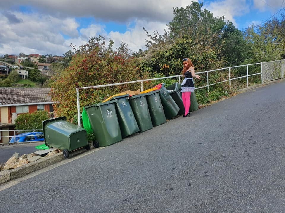 DRESSED UP TAKING TRASH OUT #95488449