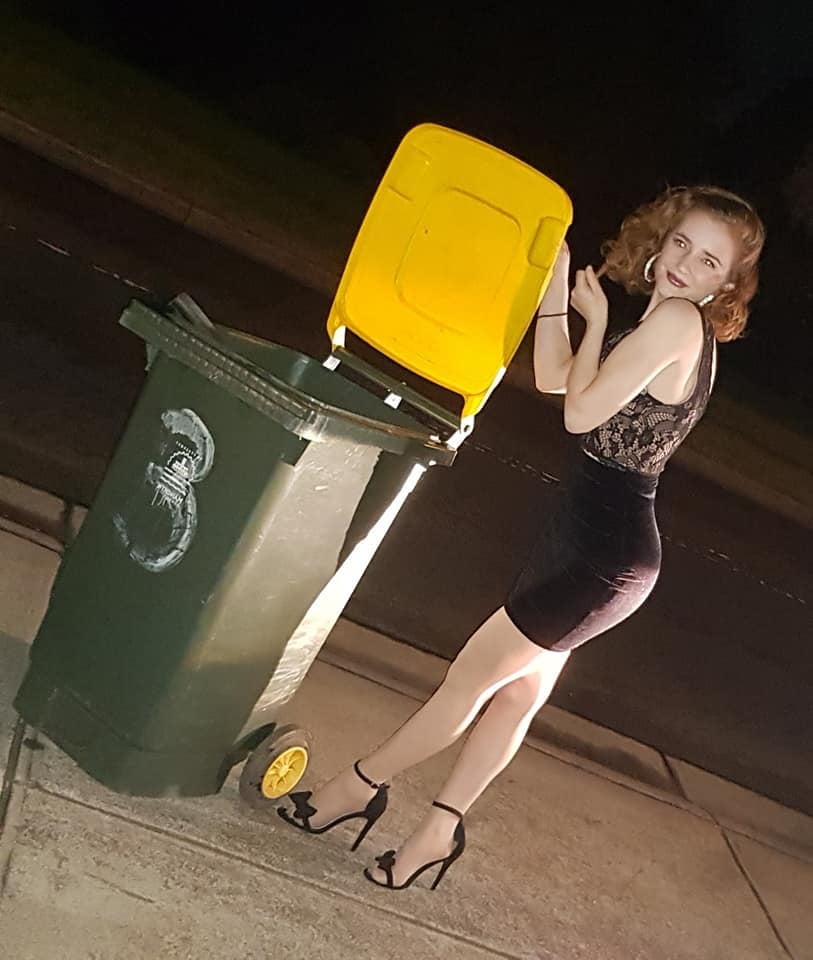 DRESSED UP TAKING TRASH OUT #95488452