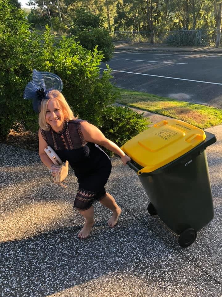DRESSED UP TAKING TRASH OUT #95488458