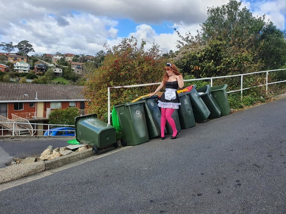 DRESSED UP TAKING TRASH OUT #95488473