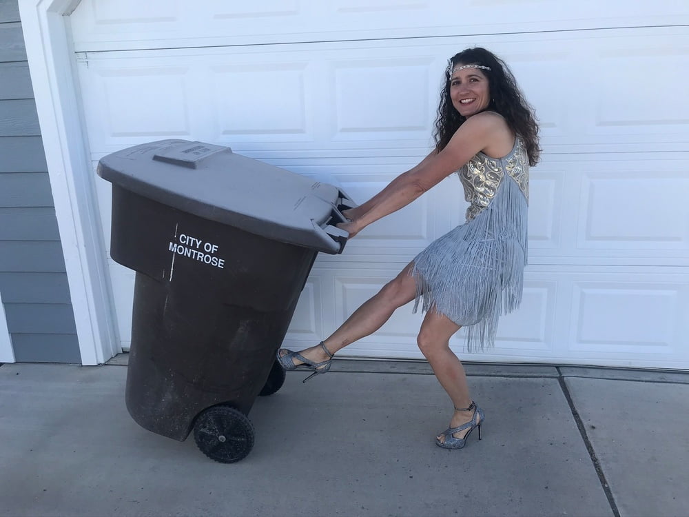 DRESSED UP TAKING TRASH OUT #95488485