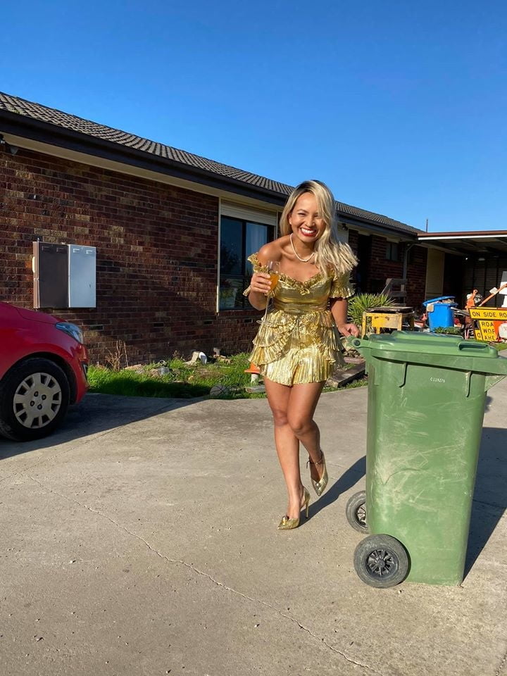 DRESSED UP TAKING TRASH OUT #95488503