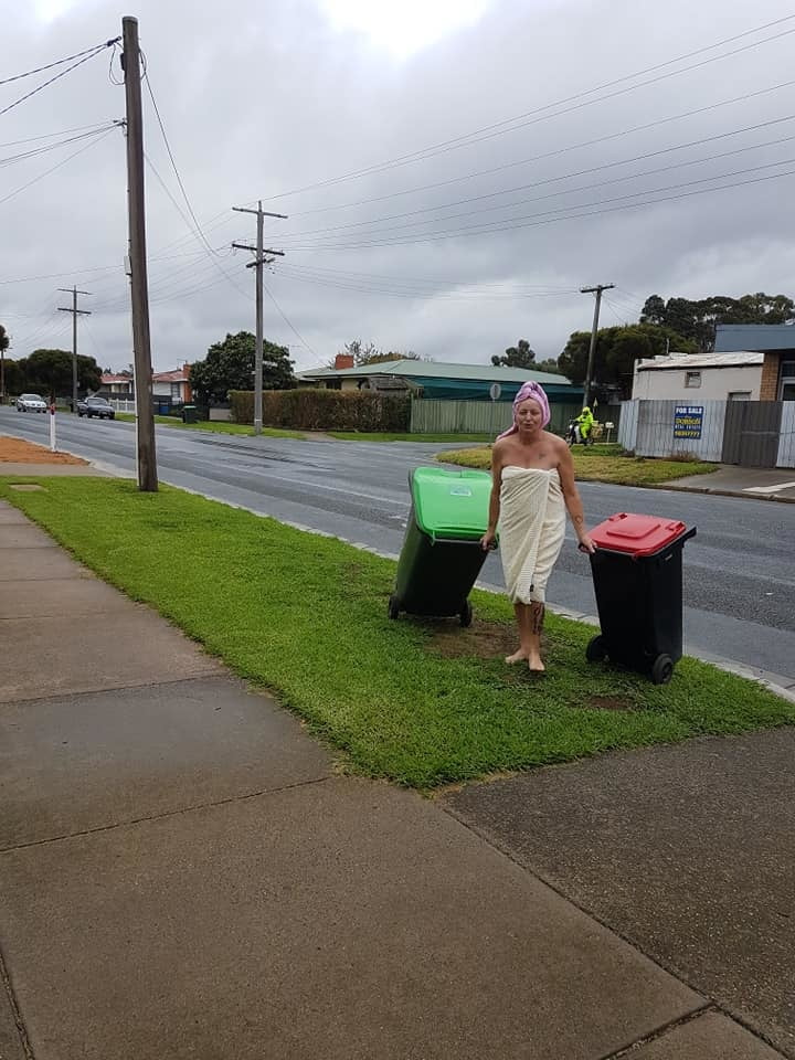 DRESSED UP TAKING TRASH OUT #95488509
