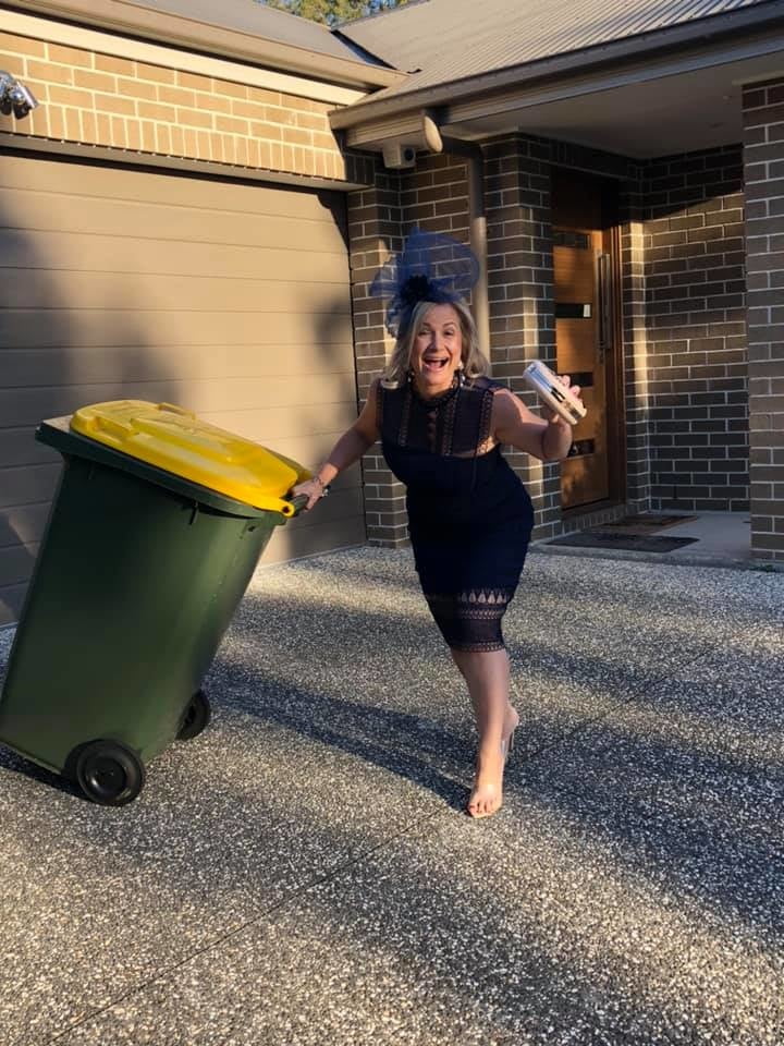 DRESSED UP TAKING TRASH OUT #95488512
