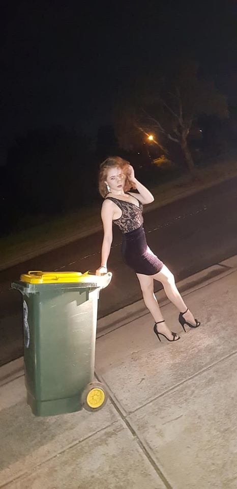 DRESSED UP TAKING TRASH OUT #95488518
