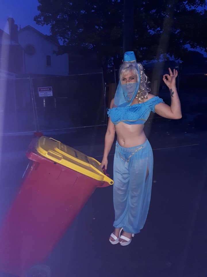 DRESSED UP TAKING TRASH OUT #95488539