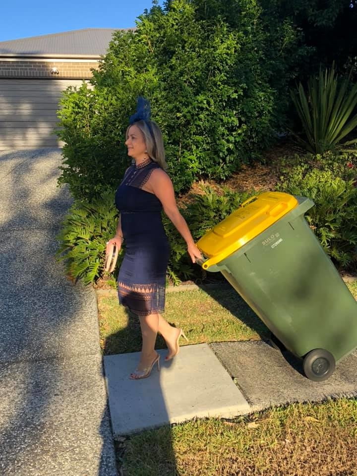 DRESSED UP TAKING TRASH OUT #95488547