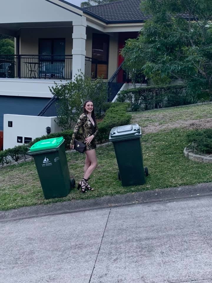 DRESSED UP TAKING TRASH OUT #95488569