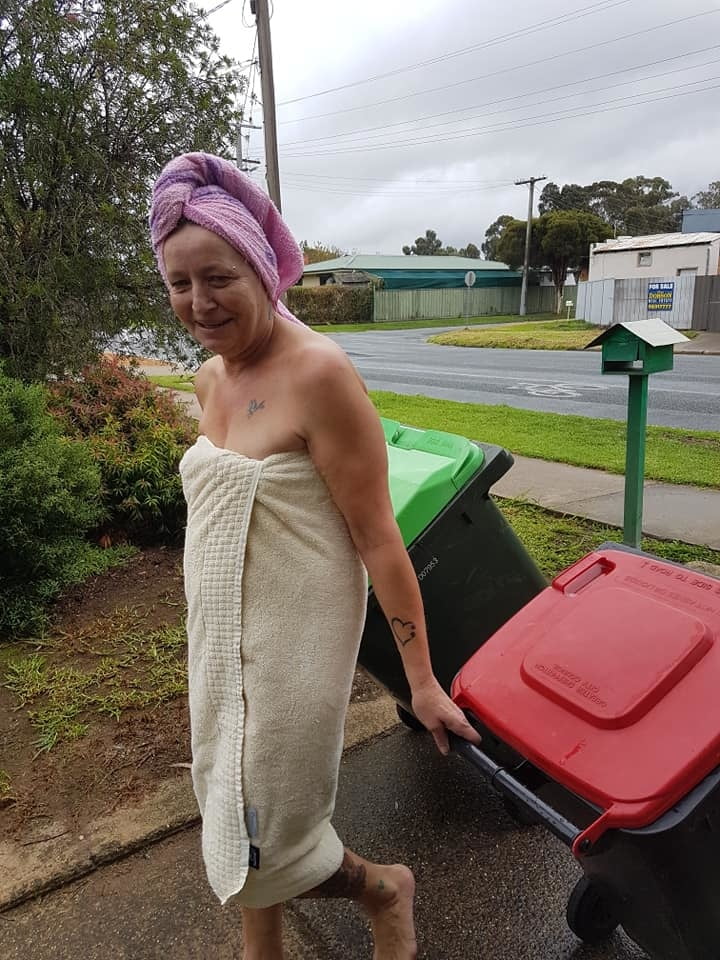 DRESSED UP TAKING TRASH OUT #95488581