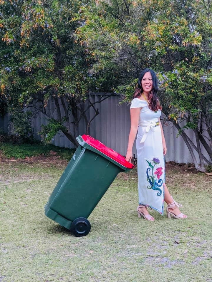 DRESSED UP TAKING TRASH OUT #95488589