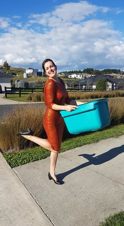 DRESSED UP TAKING TRASH OUT #95488601