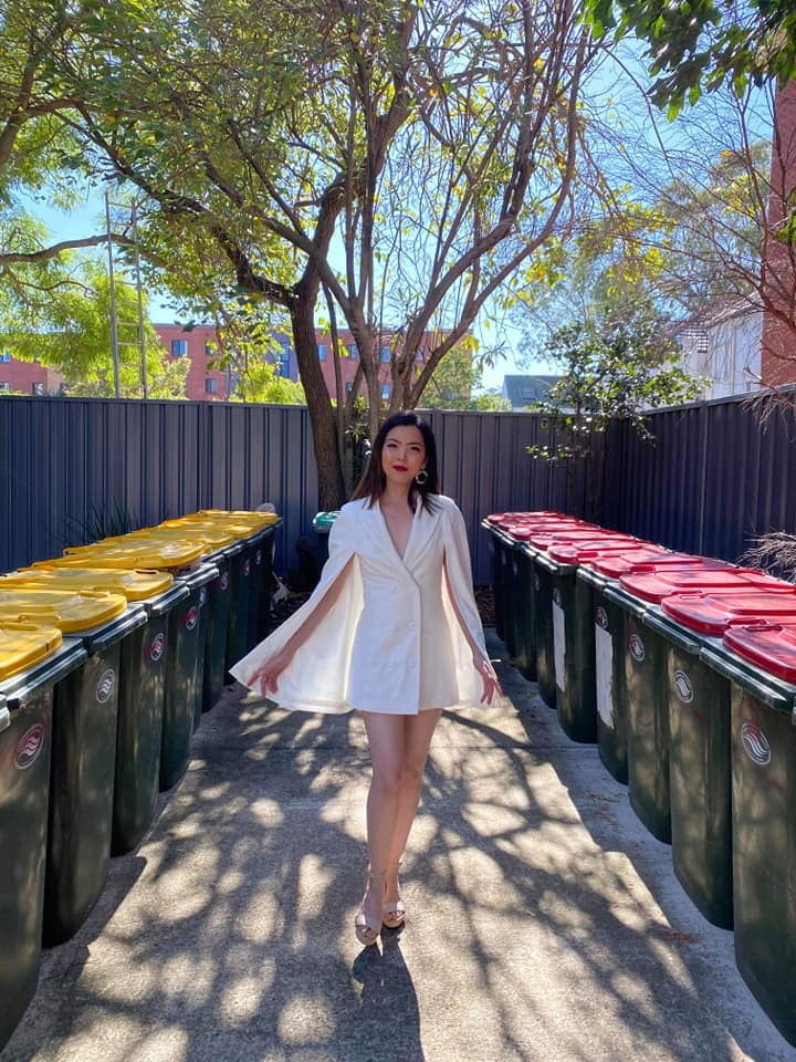 DRESSED UP TAKING TRASH OUT #95488607