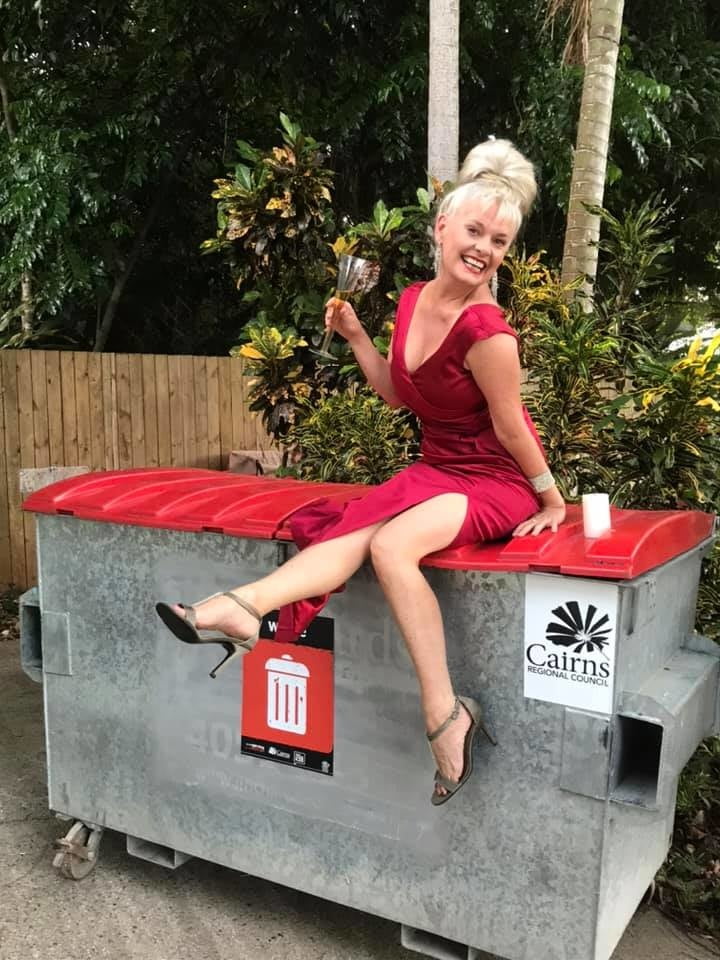 DRESSED UP TAKING TRASH OUT #95488613