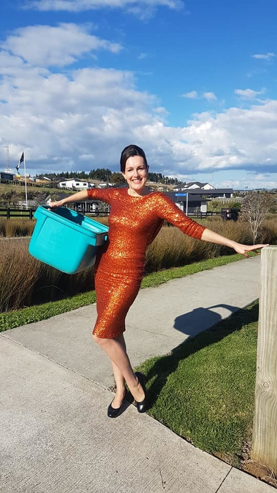 DRESSED UP TAKING TRASH OUT #95488628