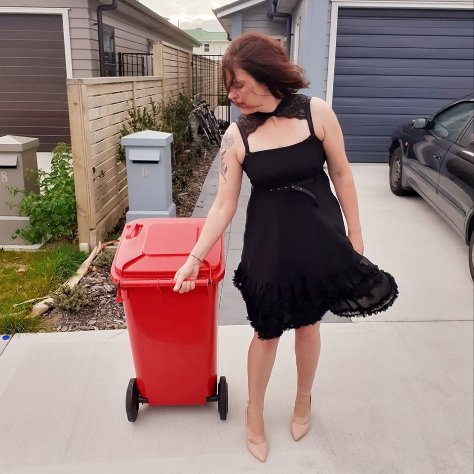 DRESSED UP TAKING TRASH OUT #95488644